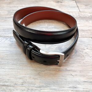 Perry Ellis Portfolio Men's Belt NWT Black Genuine Leather Size 38 $42 Silver